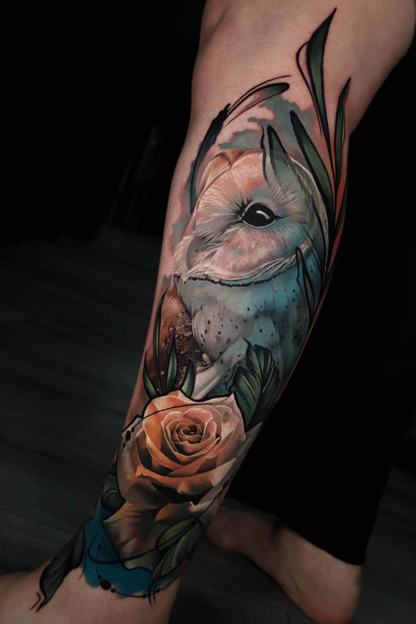 Colour realism eye and rose tattoo