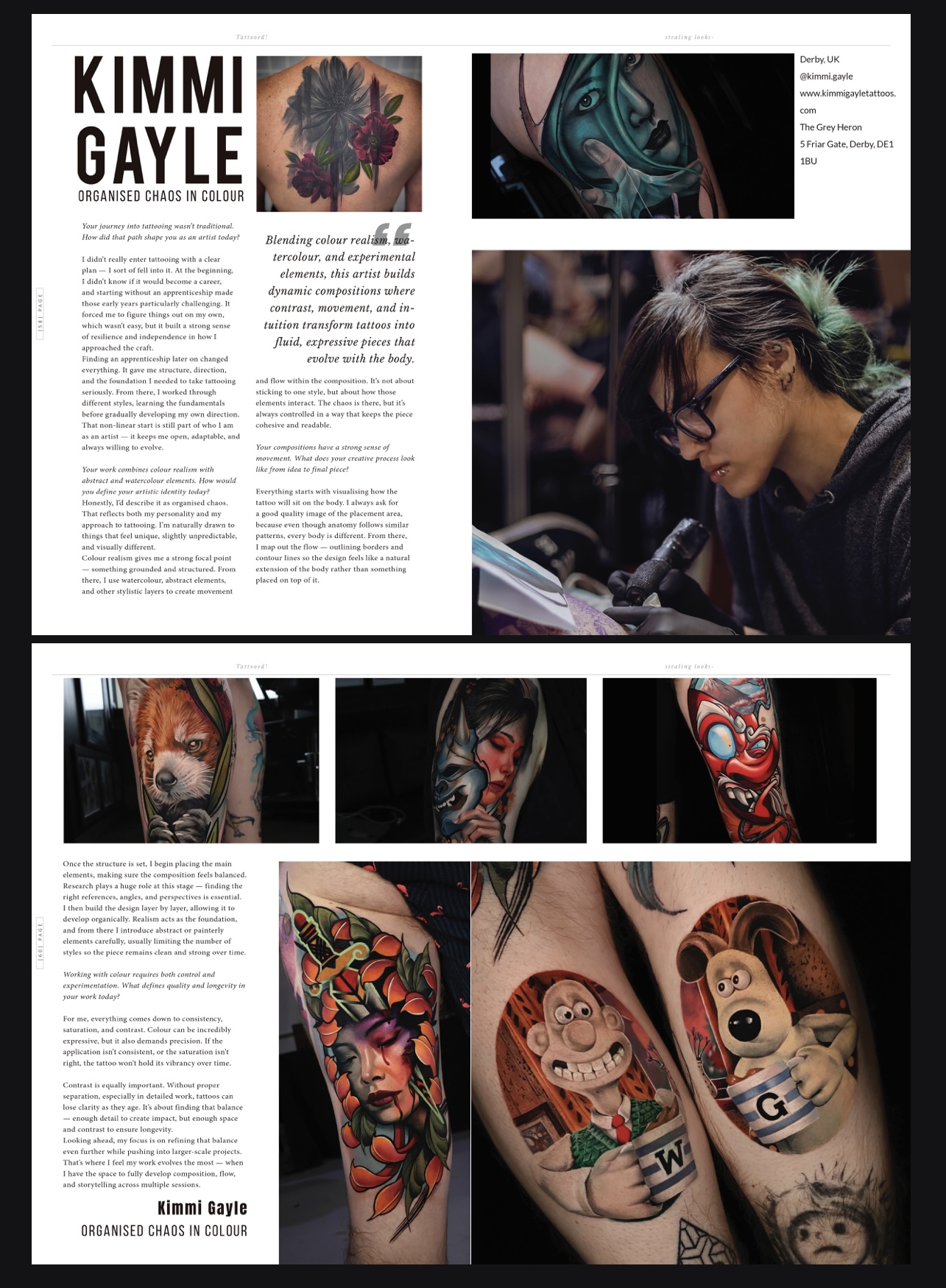 Kimmi Gayle's Global Tattoo Magazine feature spread